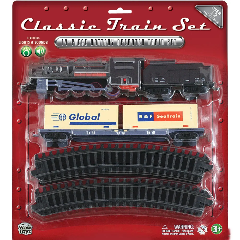 WowToyz Classic Train Set 14-piece - Steam Engine with Cargo Container